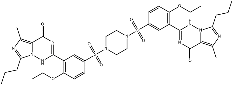 2,2'-((piperazine-1,4-disulfonyl)bis(2-ethoxy-5,1-phenylene))bis(5-methyl-7-propylimidazo[5,1-f][1,2,4]triazin-4(3H)-one) Struktur