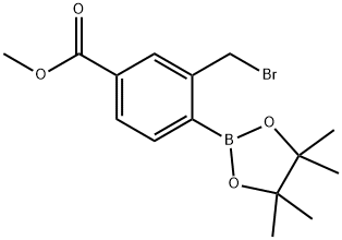 Benzoic acid, 3-(bromomethyl)-4-(4,4,5,5-tetramethyl-1,3,2-dioxaborolan-2-yl)-, methyl ester Struktur