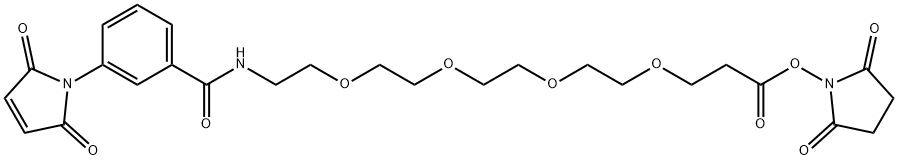 2,5-dioxopyrrolidin-1-yl 1-(3-(2,5-dioxo-2,5-dihydro-1H-pyrrol-1-yl)phenyl)-1-oxo-5,8,11,14-tetraoxa-2-azaheptadecan-17-oate Struktur