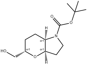 Racemic-(3aR,5S,7aR)-tert-butyl 5-(hydroxymethyl)hexahydropyrano[3,2-b]pyrrole-1(2H)-carboxylate Struktur