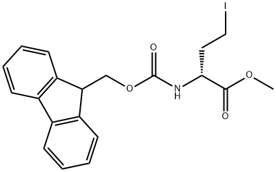 Butanoic acid, 2-[[(9H-fluoren-9-ylmethoxy)carbonyl]amino]-4-iodo-, methyl ester, (2R)- Struktur