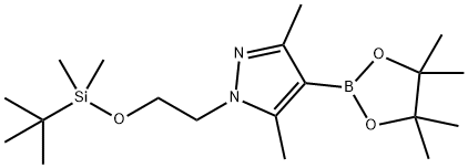 1H-Pyrazole, 1-[2-[[(1,1-dimethylethyl)dimethylsilyl]oxy]ethyl]-3,5-dimethyl-4-(4,4,5,5-tetramethyl-1,3,2-dioxaborolan-2-yl)- Struktur