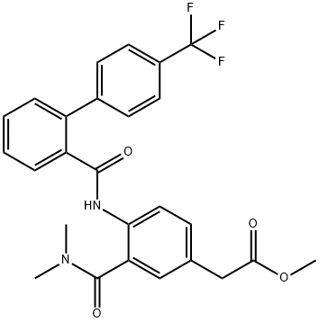 methyl 2-(3-(dimethylcarbamoyl)-4-(4'-(trifluoromethyl)biphenyl-2-ylcarboxamido)phenyl)acetate Struktur