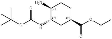 Cyclohexanecarboxylic acid, 4-amino-3-[[(1,1-dimethylethoxy)carbonyl]amino]-, ethyl ester, (1R,3S,4S)-rel- Struktur