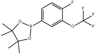 1,3,2-Dioxaborolane, 2-[4-fluoro-3-(trifluoromethoxy)phenyl]-4,4,5,5-tetramethyl- Struktur