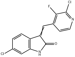 2H-Indol-2-one, 6-chloro-3-[(2-chloro-3-fluoro-4-pyridinyl)methylene]-1,3-dihydro- Struktur