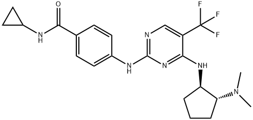 Benzamide, N-cyclopropyl-4-[[4-[[(1R,2R)-2-(dimethylamino)cyclopentyl]amino]-5-(trifluoromethyl)-2-pyrimidinyl]amino]- Struktur