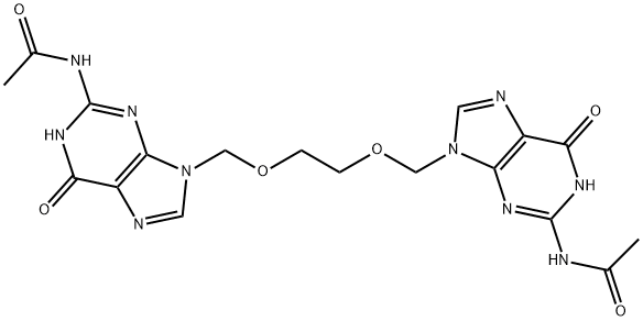 N,N''-[1,2-Ethanediylbis[oxymethylene(1,6-dihydro-6-oxo-9H-purine-9,2-diyl)]]bisacetamide Struktur