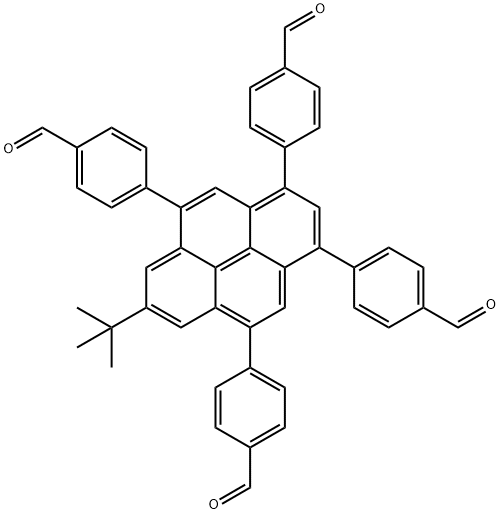 Benzaldehyde, 4,4',4'',4''-[7-(1,1-dimethylethyl)-1,3,5,9-pyrenetetrayl]tetrakis- Struktur