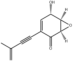 7-Oxabicyclo[4.1.0]hept-3-en-2-one, 5-hydroxy-3-(3-methyl-3-buten-1-yn-1-yl)-, (1R,5S,6R)- Struktur