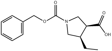 1,3-Pyrrolidinedicarboxylic acid, 4-ethyl-, 1-(phenylmethyl) ester, (3S,4R)- Struktur