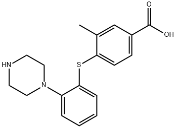 Benzoic acid, 3-?methyl-?4-?[[2-?(1-?piperazinyl)?phenyl]?thio]?- Struktur