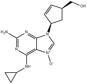 2-Cyclopentene-1-methanol, 4-[2-amino-6-(cyclopropylamino)-7-oxido-9H-purin-9-yl]-, (1S,4R)- Struktur