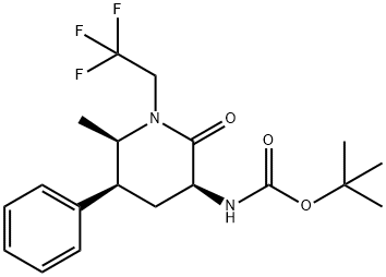 Carbamic acid, N-[(3S,5S,6R)-6-methyl-2-oxo-5-phenyl-1-(2,2,2-trifluoroethyl)-3-piperidinyl]-, 1,1-dimethylethyl ester 結(jié)構(gòu)式