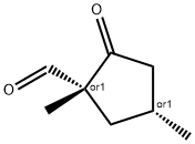 Cyclopentanecarboxaldehyde, 1,4-dimethyl-2-oxo-, (1R,4R)-rel- (9CI) Struktur