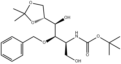 D-Glucitol, 2-deoxy-2-(1,1-dimethylethoxy)carbonylamino-5,6-O-(1-methylethylidene)-3-O-(phenylmethyl)- Struktur