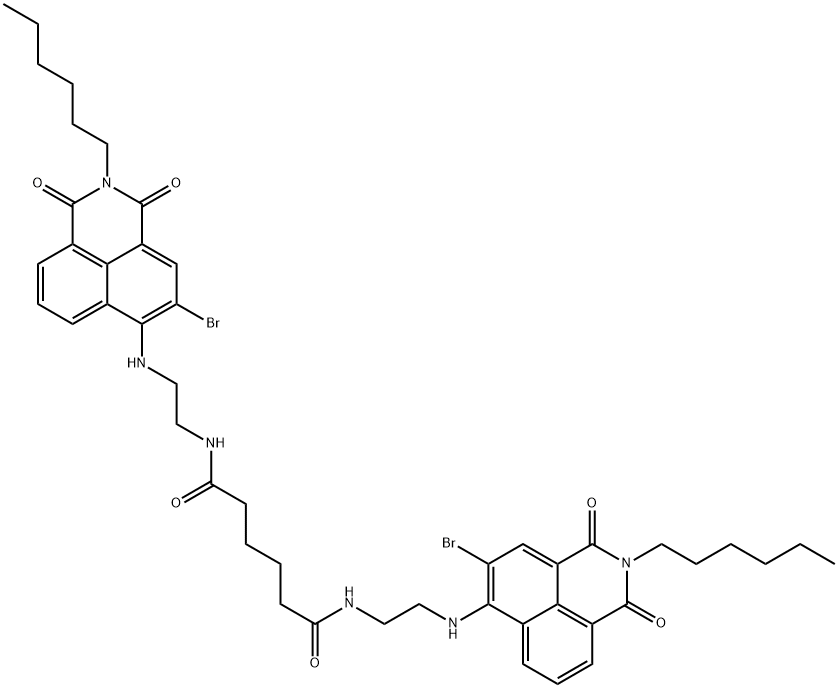 1,14-bis-(N-hexyl-3'-bromo-1,8'-naphthalimide-4'-yl)-1,4,11,14-tetraazatetradecane-5,10-dione Struktur