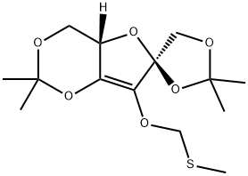 Spiro1,3-dioxolane-4,6-6Hfuro3,2-d1,3dioxin, 4,4a-dihydro-2,2,2,2-tetramethyl-7-(methylthio)methoxy-, (4aS-cis)- Struktur