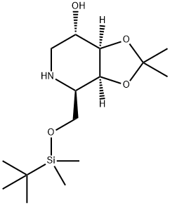 1,3-Dioxolo4,5-cpyridin-7-ol, 4-(1,1-dimethylethyl)dimethylsilyloxymethylhexahydro-2,2-dimethyl-, 3aS-(3a.alpha.,4.beta.,7.alpha.,7a.alpha.)- Struktur