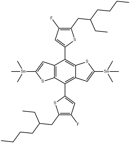 IN1771,(4,8-Bis(5-(2-ethylhexyl)-4-fluorothiophen-2-yl)benzo[1,2-b:4,5-b']dithiophene-2,6-diyl)bis(trimethylstannane) Struktur