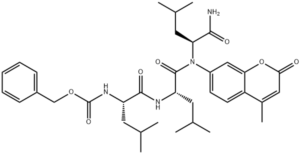 benzyloxycarbonylleucyl-leucyl-leucyl-4-methyl-coumaryl-7-amide Struktur