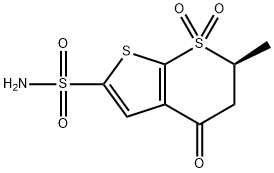 4H-Thieno[2,3-b]thiopyran-2-sulfonamide, 5,6-dihydro-6-methyl-4-oxo-, 7,7-dioxide, (S)- (9CI) Struktur