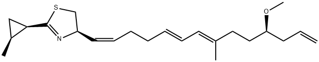 4,5-Dihydro-4-(11-methoxy-8-methyl-1,5,7,13-tetradecatetraenyl)-2-(2-m ethylcyclopropyl)thiazole (1R-(1alpha(R*(1Z,5E,7E,11R*)),2alpha))- Struktur