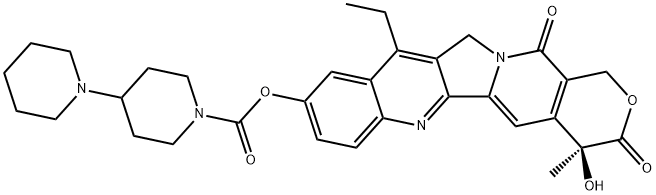 [1,4'-Bipiperidine]-1'-carboxylic acid, (4S)-11-ethyl-3,4,12,14-tetrahydro-4-hydroxy-4-methyl-3,14-dioxo-1H-pyrano[3',4':6,7]indolizino[1,2-b]quinolin-9-yl ester Struktur