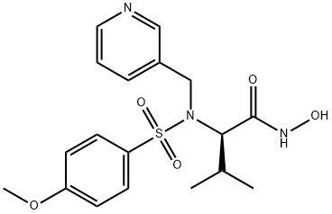 Butanamide, N-hydroxy-2-[[(4-methoxyphenyl)sulfonyl](3-pyridinylmethyl)amino]-3-methyl-, (2R)- Struktur