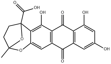 2,5-Epoxyanthra[2,3-b]oxepin-5(2H)-carboxylic acid, 3,4,7,12-tetrahydro-6,8,10-trihydroxy-2-methyl-7,12-dioxo- (9CI) Struktur