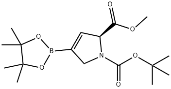 1H-Pyrrole-1,2-dicarboxylic acid, 2,5-dihydro-4-(4,4,5,5-tetramethyl-1,3,2-dioxaborolan-2-yl)-, 1-(1,1-dimethylethyl) 2-methyl ester, (2S)- Struktur