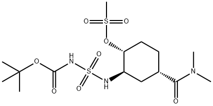 Carbamic acid, N-[[[(1R,2R,5S)-5-[(dimethylamino)carbonyl]-2-[(methylsulfonyl)oxy]cyclohexyl]amino]sulfonyl]-, 1,1-dimethylethyl ester Struktur