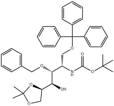 D-Galactitol, 2-deoxy-2-(1,1-dimethylethoxy)carbonylamino-5,6-O-(1-methylethylidene)-3-O-(phenylmethyl)-1-O-(triphenylmethyl)- Struktur