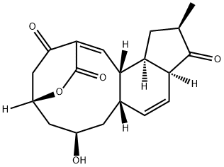 2,5-Ethanoindeno[4,5-e]oxecin-3,11,15-trione, 5,6,7,8,8a,10a,12,13,13a,13b-decahydro-7-hydroxy-12-methyl-, (1Z,5R,7R,8aS,10aS,12R,13aR,13bS)- Struktur