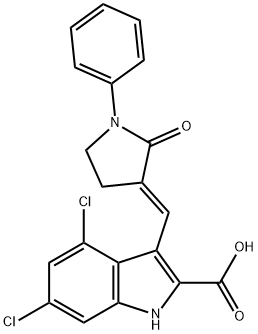 5-(E)-4,6-Dichloro-3-(2-oxo-1-phenylpyrrolidin-3-ylidenemethyl)-1H-indole-2-carboxylic acid sodium salt Struktur