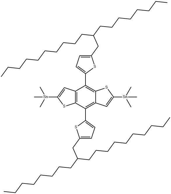 Stannane, 1,1'-[4,8-bis[5-(2-octyldodecyl)-2-thienyl]benzo[1,2-b:4,5-b']dithiophene-2,6-diyl]bis[1,1,1-trimethyl- Struktur