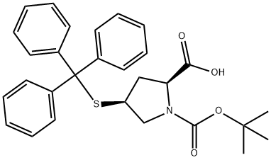 1,2-Pyrrolidinedicarboxylic acid, 4-[(triphenylmethyl)thio]-, 1-(1,1-dimethylethyl) ester, (2S,4S)- Struktur