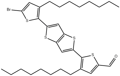 5-(5-(5-bromo-3-octylthiophen-2-yl)thieno[3,2-b]thiophen-2-yl)-4-octylthiophene-2-carbaldehyde Struktur