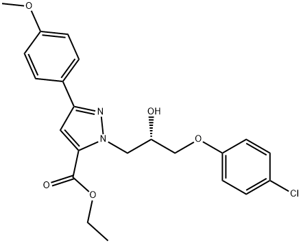 1H-Pyrazole-5-carboxylic acid, 1-[(2S)-3-(4-chlorophenoxy)-2-hydroxypropyl]-3-(4-methoxyphenyl)-, ethyl ester Struktur