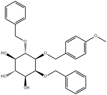 D-myo-Inositol, 1-O-(4-methoxyphenyl)methyl-2,6-bis-O-(phenylmethyl)- Struktur