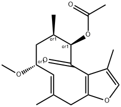 (1(10)E,2R*,5R*)-2-methoxy-5-acetoxyfuranogermacr-1(10)-en-6-one Struktur