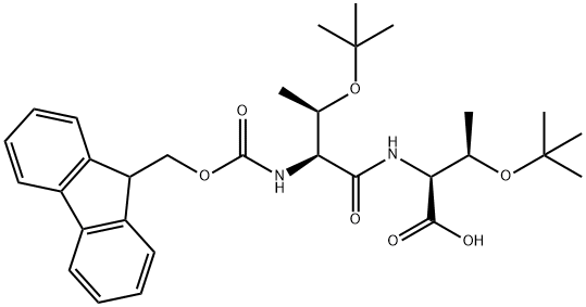 (2S,3R)-3-(tert-butoxy)-2-[(2S,3R)-3-(tert-butoxy)-2-({[(9H-fluoren-9-yl)methoxy]carbonyl}amino)butanamido]butanoic acid Struktur