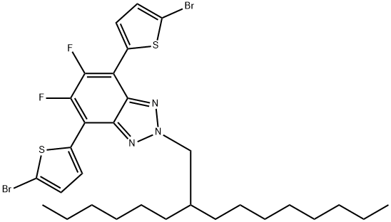 4,7-bis(5-bromothiophen-2-yl)-5,6-difluoro-2-(2-hexyldecyl)-2H-benzo[d][1,2,3]triazole Struktur