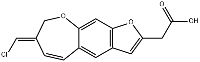 Furo[3,2-h][1]benzoxepin-2-acetic acid, 7-(chloromethylene)-7,8-dihydro-, (7E)- Struktur