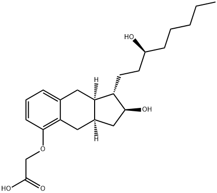 Acetic acid, 2-[[(1S,2S,3aR,9aR)-2,3,3a,4,9,9a-hexahydro-2-hydroxy-1-[(3S)-3-hydroxyoctyl]-1H-benz[f]inden-5-yl]oxy]- Struktur