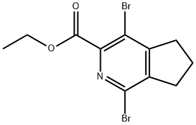 5H-Cyclopenta[c]pyridine-3-carboxylic acid, 1,4-dibromo-6,7-dihydro-, ethyl ester Struktur