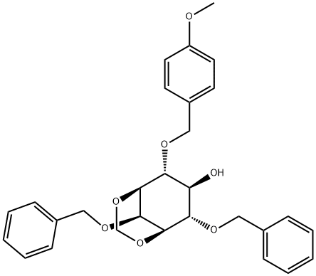 myo-Inositol, 4-O-(4-methoxyphenyl)methyl-1,3-O-methylene-2,6-bis-O-(phenylmethyl)- Struktur