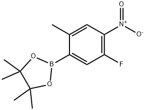 2-(5-Fluoro-2-methyl-4-nitrophenyl)-4,4,5,5-tetramethyl-1,3,2-dioxaborolane Struktur