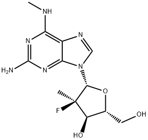 Adenosine, 2-amino-2'-deoxy-2'-fluoro-N,2'-dimethyl-, (2'R)- Struktur