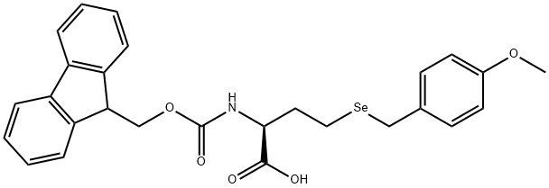 (2S)-2-(9H-fluoren-9-ylmethoxycarbonylamino)-4-[(4-methoxyphenyl)methylselanyl]butanoic acid Struktur